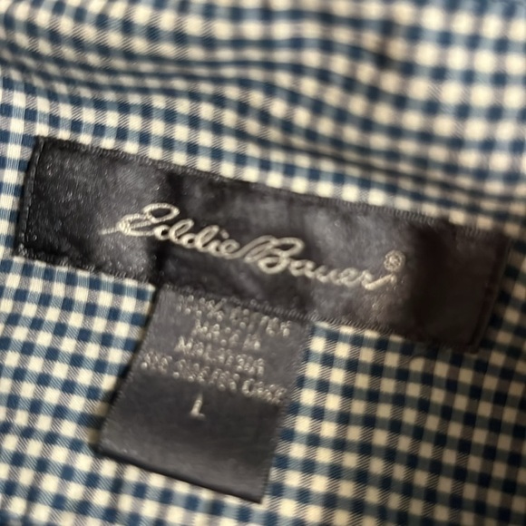 Eddie Bauer Blue and White Checkered button down Shirt - Picture 5 of 6